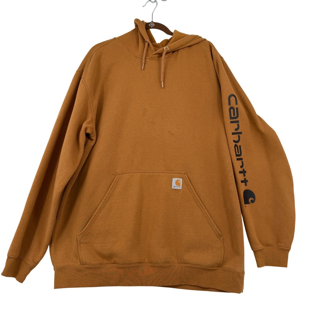 Carhartt Sweatshirt Hoodie Size XL Brown Loose Fit Sleeve Logo Midweight
